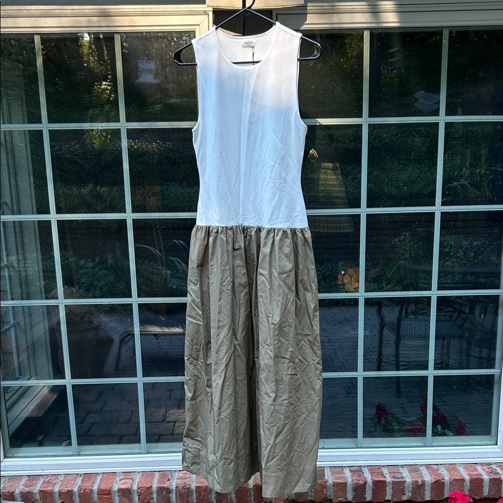Babaton White and Tan Sleeveless Dress